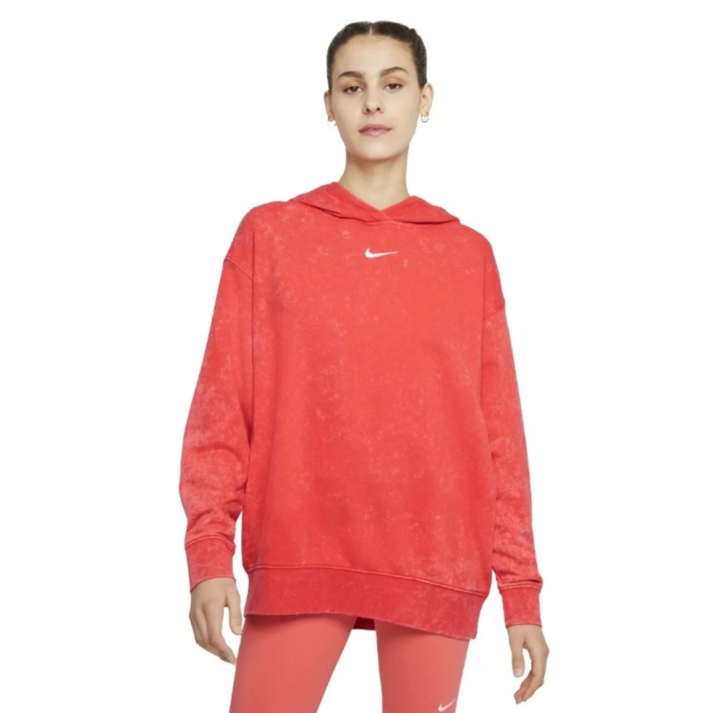 Nike Hoodie Sweatshirt Womens XS Oversized Acid Wash Center Swoosh DD5640-273